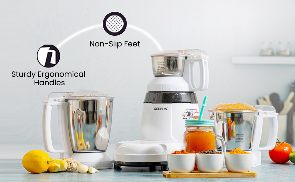 Geepas 750W 3in1 Mixer Grinder Stainless Steel Jars & Blades 3
