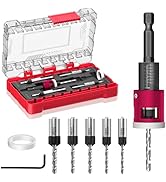 5-Piece Countersink Drill Bit Set with Adjustable Depth Stop, 1/4