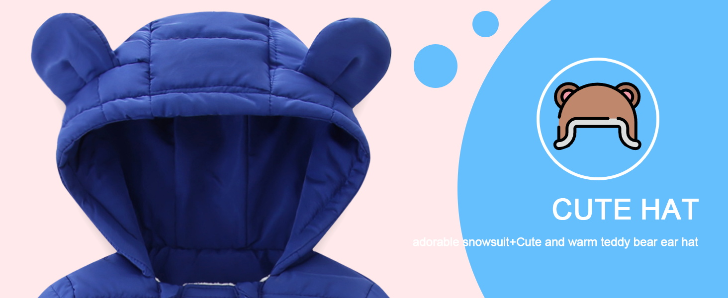 baby boy girl winter fuzzy jumpsuit infant bear ear snowsuit