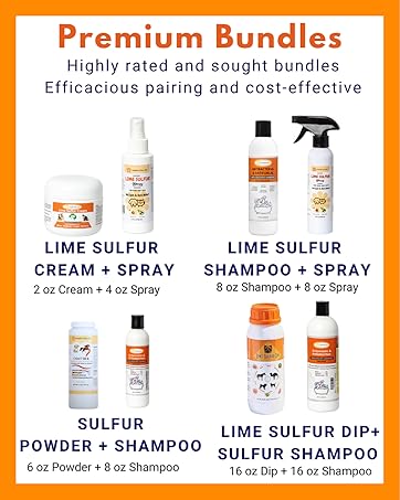 Bundles Lime Sulfur Cream Spray Shampoo Powder Yeast Mange Mites Ringworm Antifungal Antiparasitic