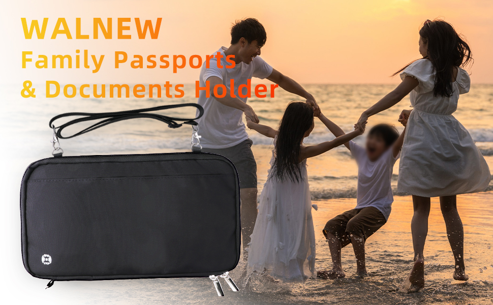 WALNEW Family Passport Holder Travel Wallet with Airtag Slot, RFID