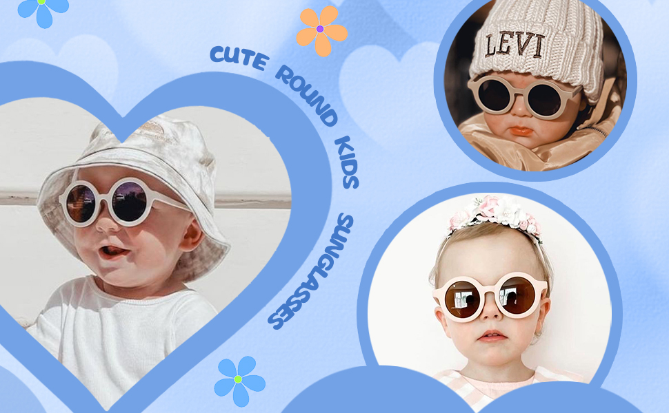 Kids Sunglasses, Retro Cute Round Sunglasses