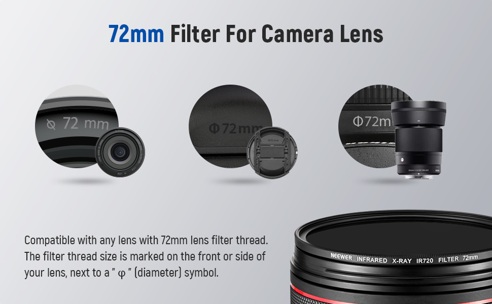 NEEWER 72mm Infrared Filter Set, 4 Pack IR720/IR760/IR850