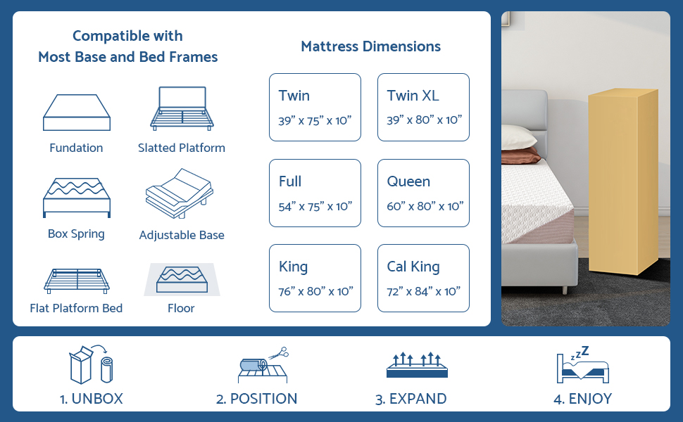 LIFERECORD King Mattress 10 Inch Memory Foam Mattress with Gel Bamboo Charcoal and