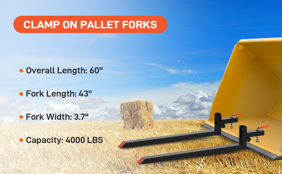 Aoile 60 Inch Clamp on Pallet Forks, 4000lbs Capacity Tractor Bucket Forks, Quick