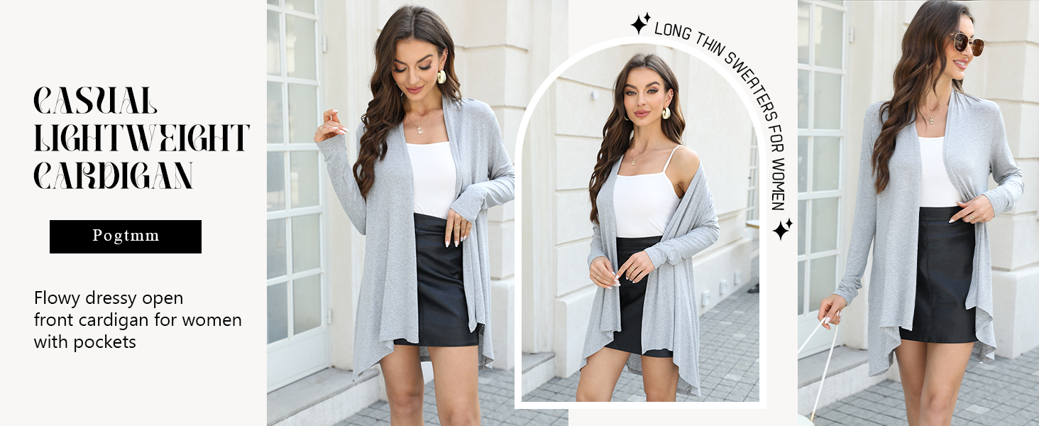 pogtmm womens long open front drape lightweight cardigan sweater sweater jacket for women