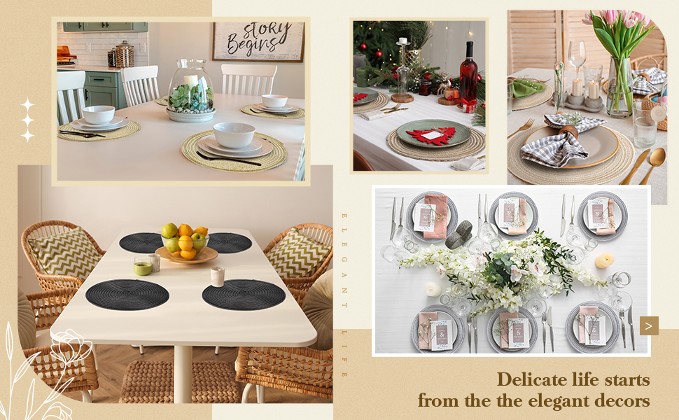 Round Placemats 12 Inch Large Braided Circle Placemats Bulk