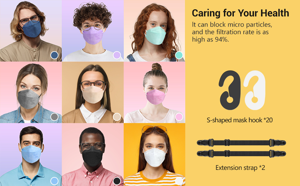 KKmier FFP2 Masks 20pcs, FFP2 Face Masks, EN 1492001+A12009 Certified