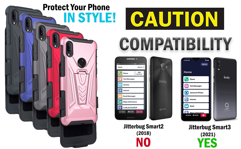 Case with Clip for Jitterbug Smart3 Phone, Nakedcellphone