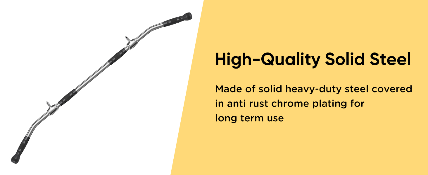 48" LAT Pull Down Bar,Solid Curl Bar Cable Attachment with