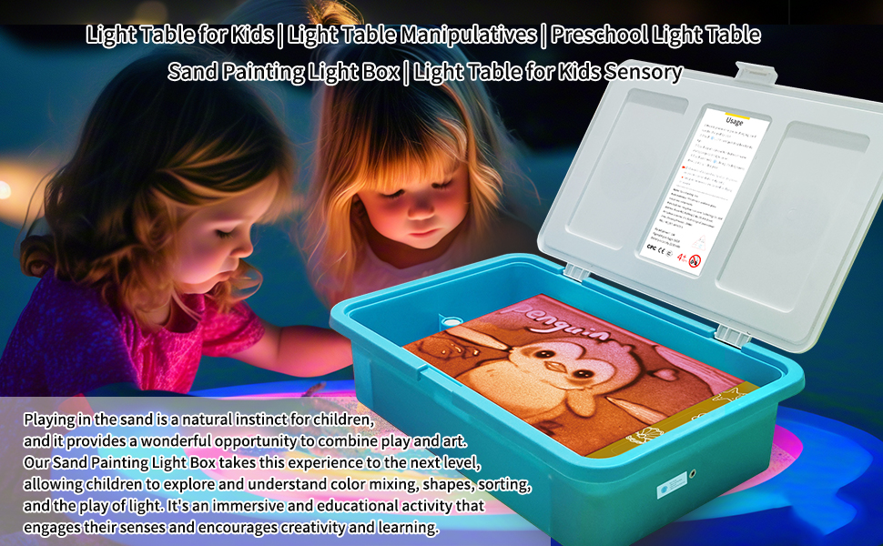 Rechargeable Sand Painting Light Box with Lid Toddler Sand