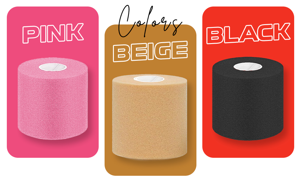 Wrapify Pre Wrap Athletic 3 Rolls Black Prewrap Headbands