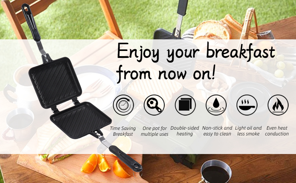 Sandwich Maker, Non Stick Grilled Sandwich and Panini Maker Pan with