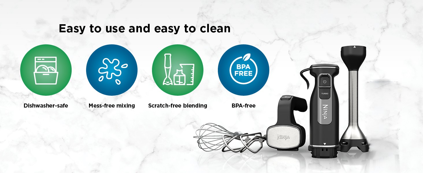 Ninja CI100C Foodi Power Mixer System Immersion Blender and Hand Mixer