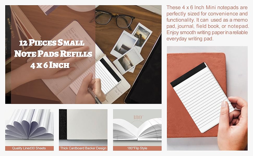 12 Pack A6 Note Pad for Office Small Notepads 4 x 6 Inch for Grocery