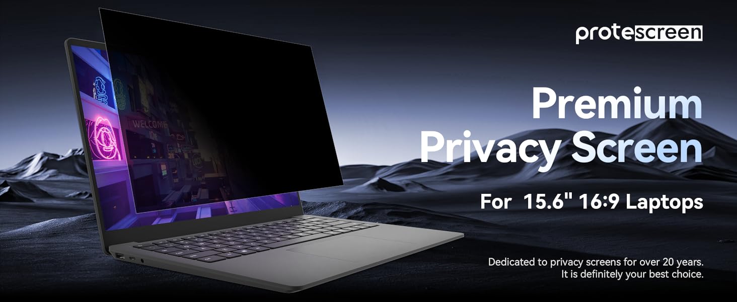 Laptop Privacy Screen 15.6 inch 169 Aspect, Removable Anti Blue Light