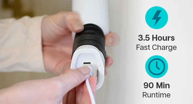 woman holding an electric scrub brush for cleaning