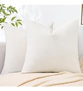 decorUhome Couch Throw Pillow Covers 18x18 Set of 2, Decorative Soft Chenille Solid Dyed Pillow C...