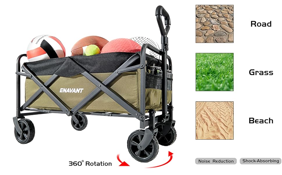 ENAVANT Collapsible Outdoor Utility Wagons, 200lb Capacity, Carry Bag