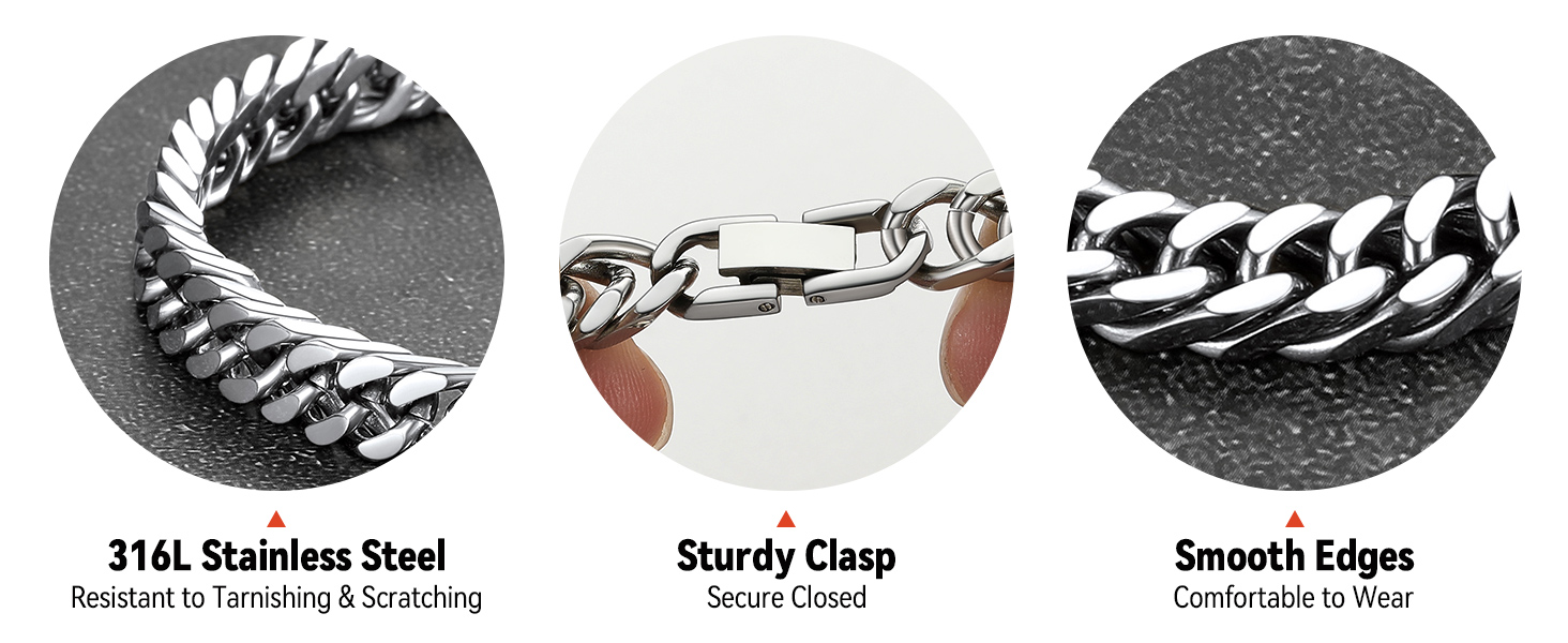 hypoallergenic stainless steel durable solid steel bracelet comfort fit design