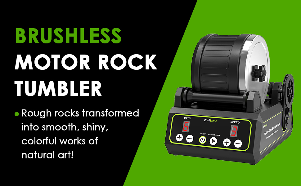 Brushless Motor Rock Tumbler Kit, Large 2.5LB Professional with 3Speed Motor & 9