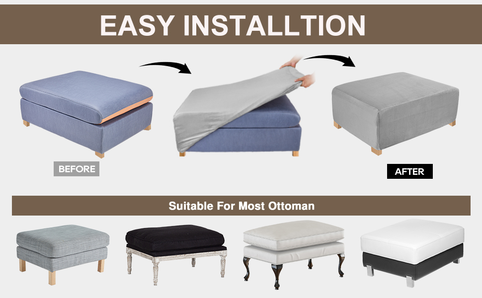 NeColorLife Velvet Ottoman Cover Storage Ottoman Slipcover