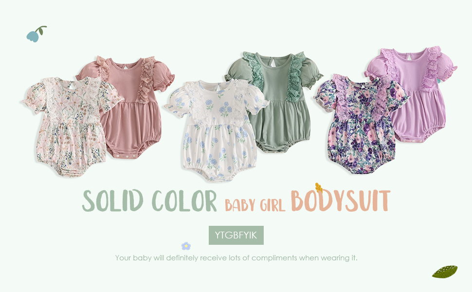 solid color baby girl bodysuit