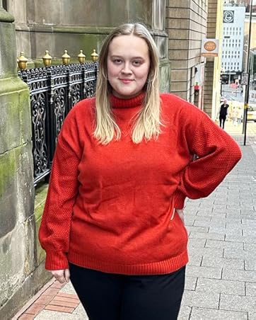 oversized sweaters women plus size knit pullover tops orange red