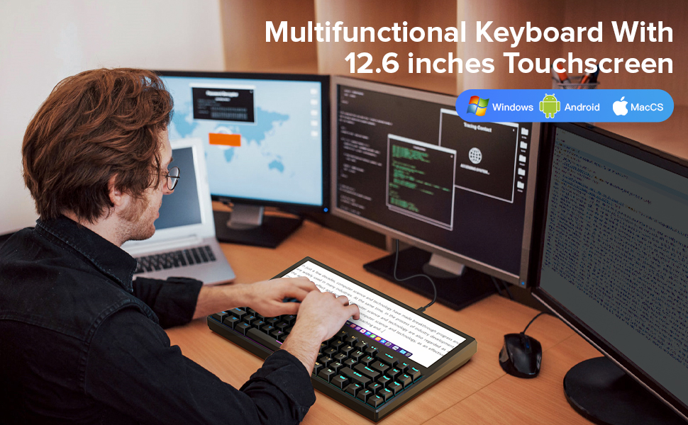 JJTechGiant Touchscreen Gaming Mechanical Keyboard 12.6