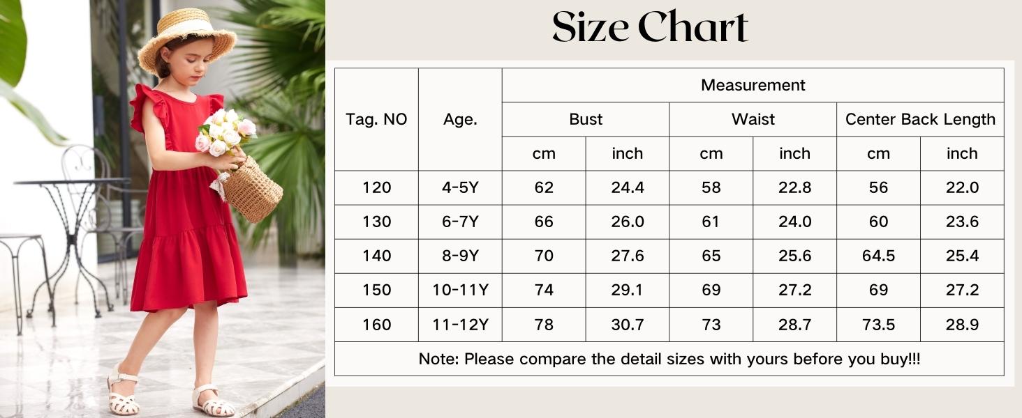 Flypigs Girl's Flutter Sleeve Dress Flowy Swing Pattern Round Neck A-Line Casual Loose Dresses