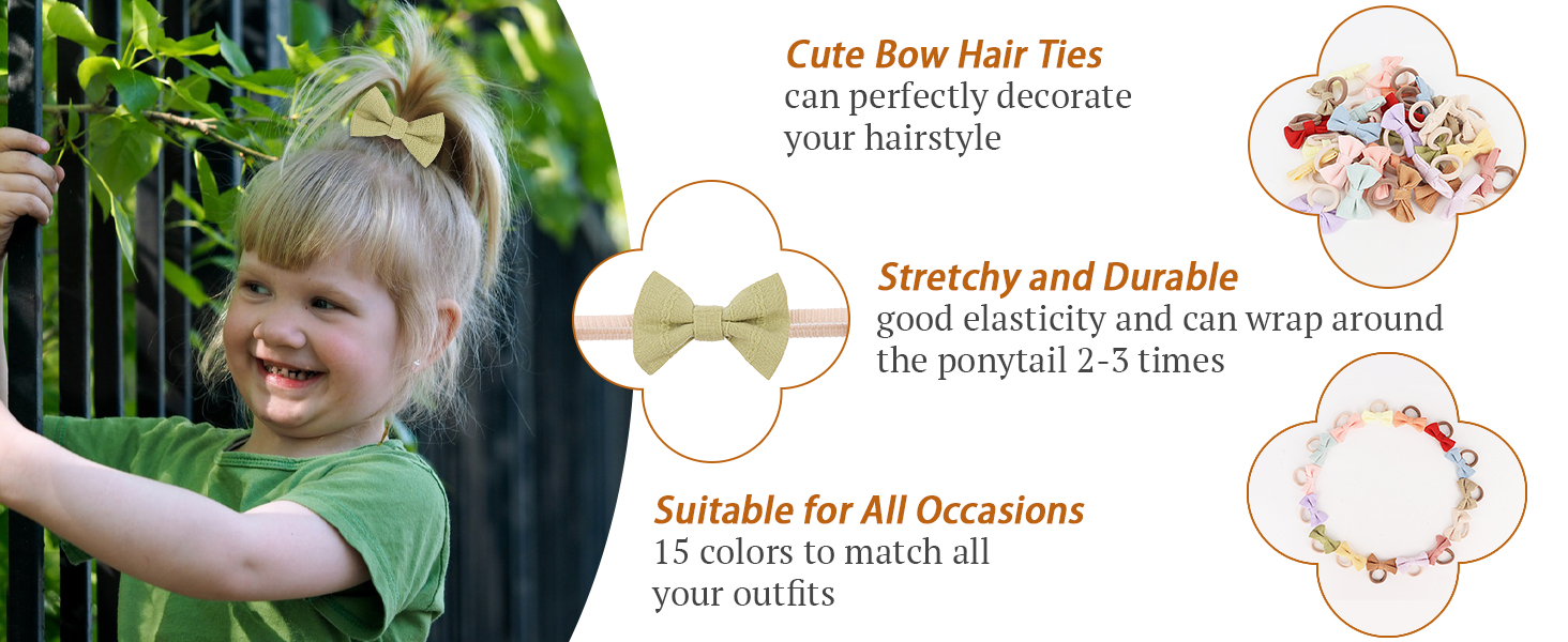 30 PCS Toddler Bow Hair Ties