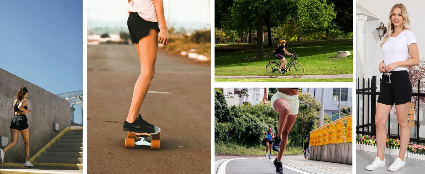 Womens Summer Comfy Elastic Waist Drawstring Athletic Casual Shorts