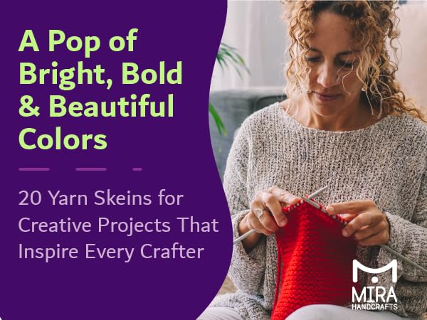 20 Acrylic Yarn Skeins Bright Bold and Colorful Crochet Yarn for Knitting and Crocheting