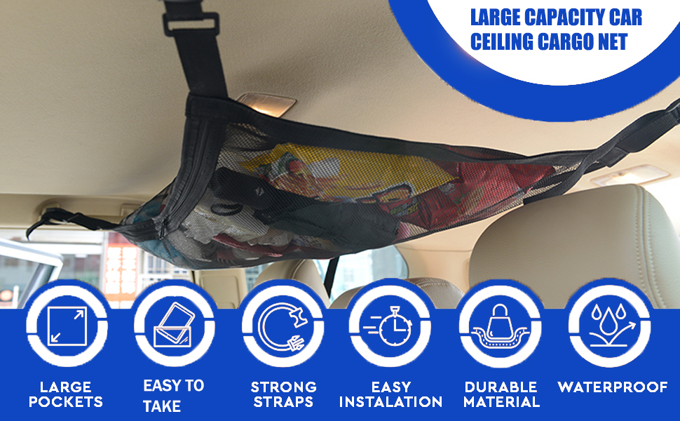 Car Ceiling Cargo Net Car Cargo Net Roof Organizer with