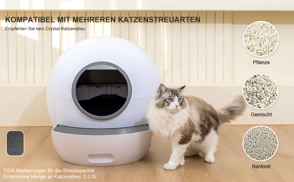 ELS PET Selbstreinigende Katzentoilette Katzenklo ExtraGroß Automatische Katzentoilette mit