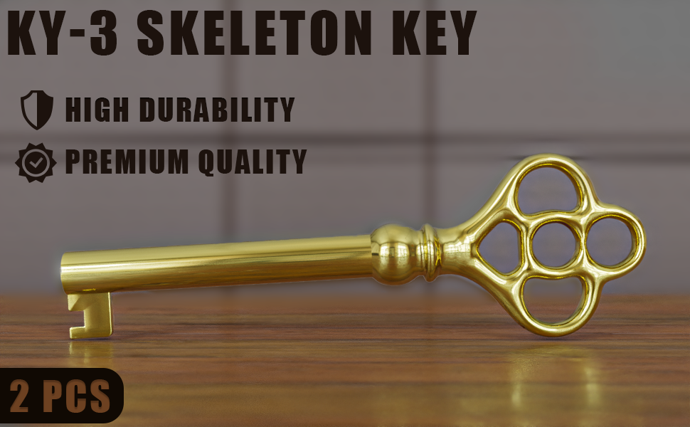 NATIKON KY3 Hollow Barrel Brass Plated Replacement Skeleton Key for