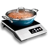 ChangBERT 1800W Induction Cooktop, Portable, Large 8” Heating Coil, 12” Heat-Resistant Cooking Su...