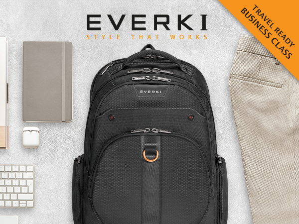 EVERKI TRACKMAN ブラックバックパック Trackman Everki Onyx Premium Backpack 17.3
