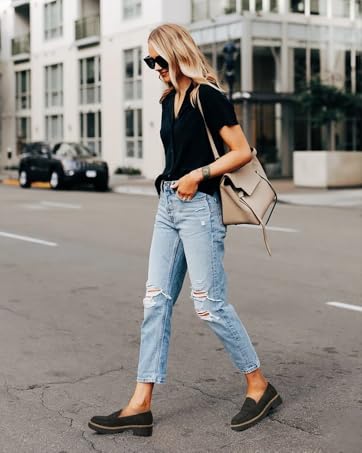 Womens Loafers Slip On Casual Chunky Platform Heel Loafers Classic Penny Comfy Business Shoes