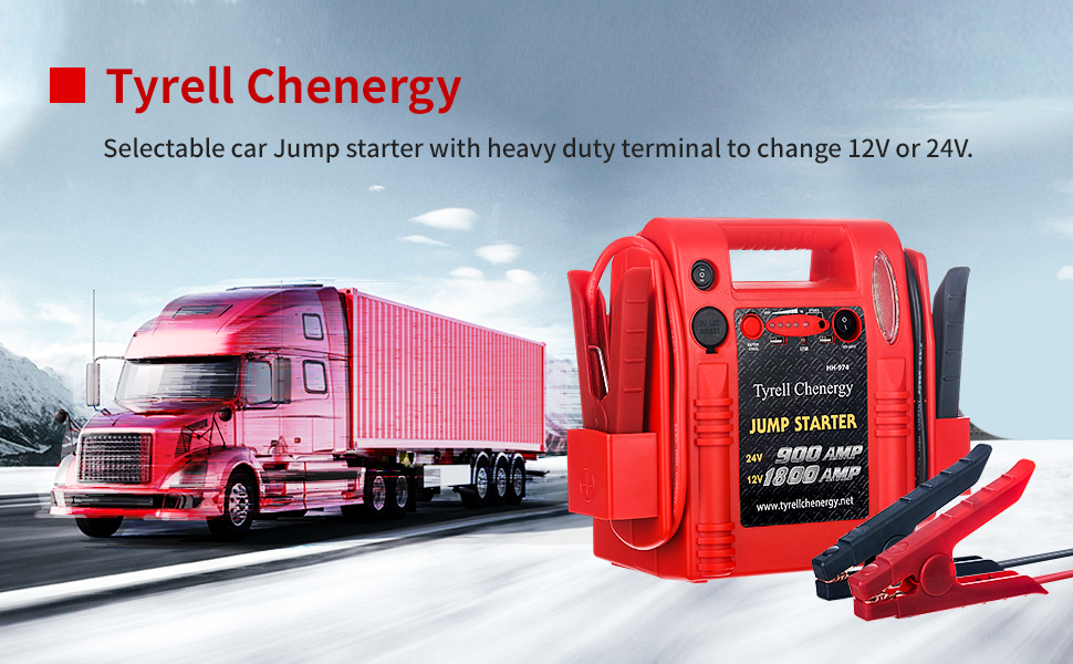 Tyrell Chenergy 1800/900 Peak Amp 12V/24V Jump Starter