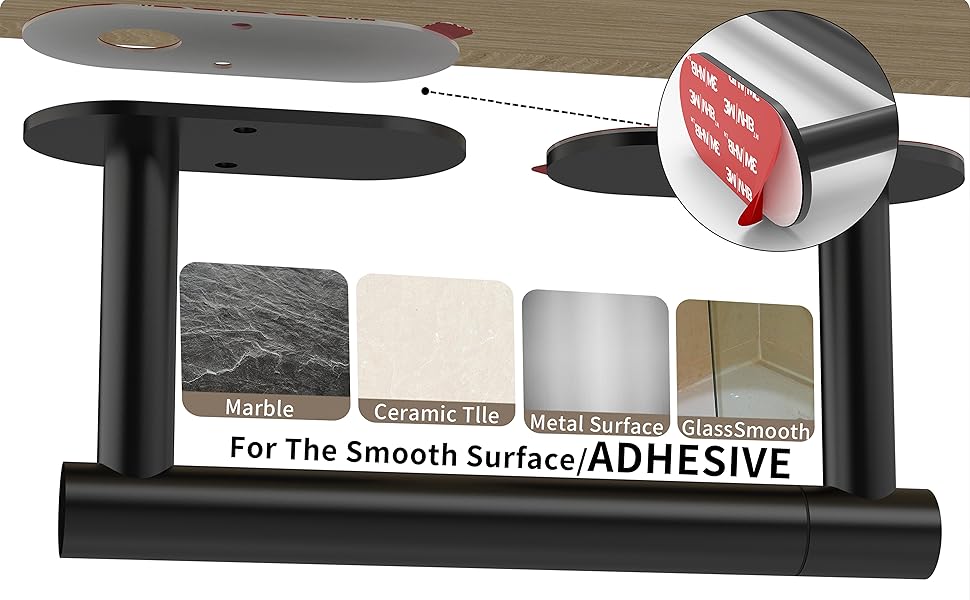 WZKALY Black Toilet Paper Holder Self Adhesive or Wall