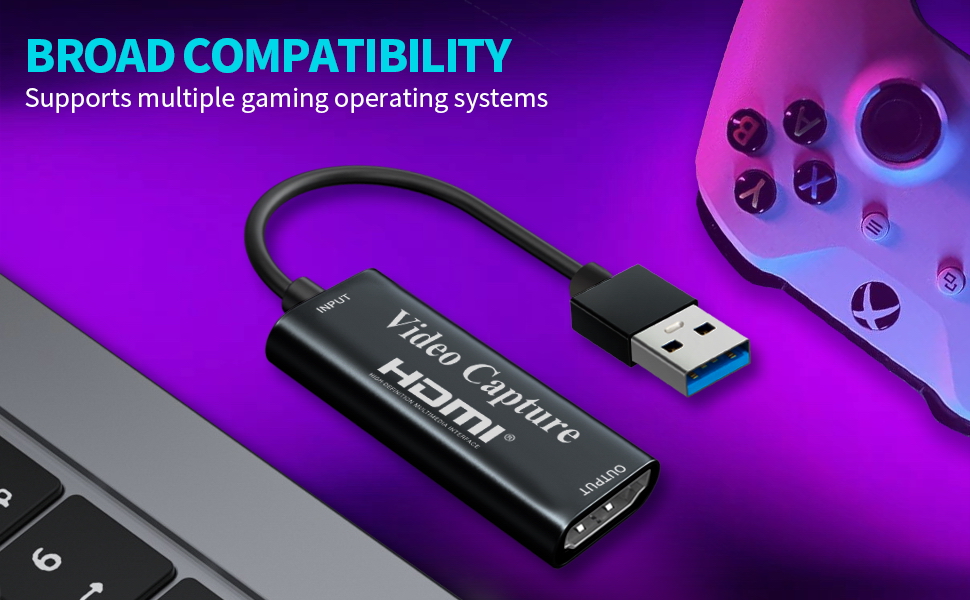 Video Capture Card, Fulfalic 4K HDMI to USB Game Capture Card, Full HD