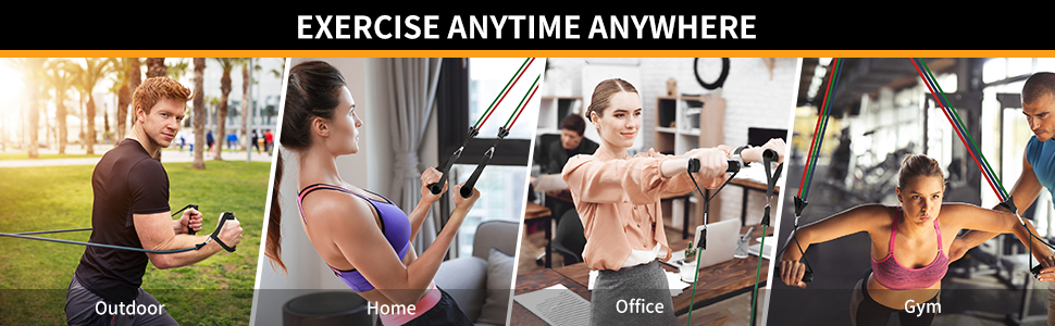 Resistance Bands Set Men Women, Exercise Bands Set with Handles, 5 Tube Workouts Bands and 2 Foam Handles, Fitness Bands Stackable up to 150lbs, Resistance Bands Home Gym Equipment 27 Resistance Bands Set