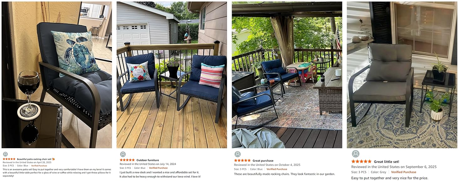 Outdoor Rocking Chairs Bistro 3 Piece Patio Furniture Set