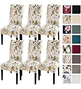 SearchI Dining Room Chair Covers Slipcovers Set of 6, Spandex Super Fit Stretch Removable Washabl...