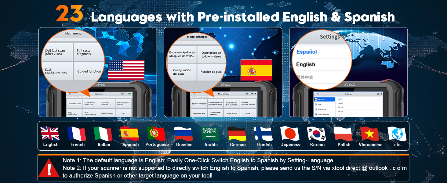 xtool d9s car diagnostic scanner in spanish