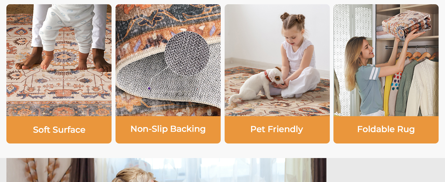 Kokia Living Room Area Rug Soft Washable NonSlip Low Pile
