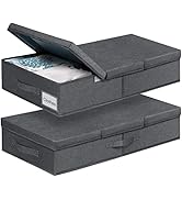 punemi Under The Bed Storage Containers, 2 Pack Large Clothes Storage Organizer W/ 3 Reinforced H...