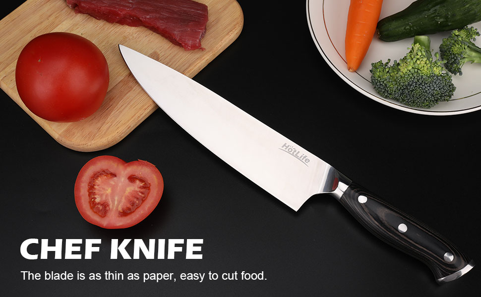 HOTLIFE Chef's Knife 8 inch, Utility RazorSharp Kitchen