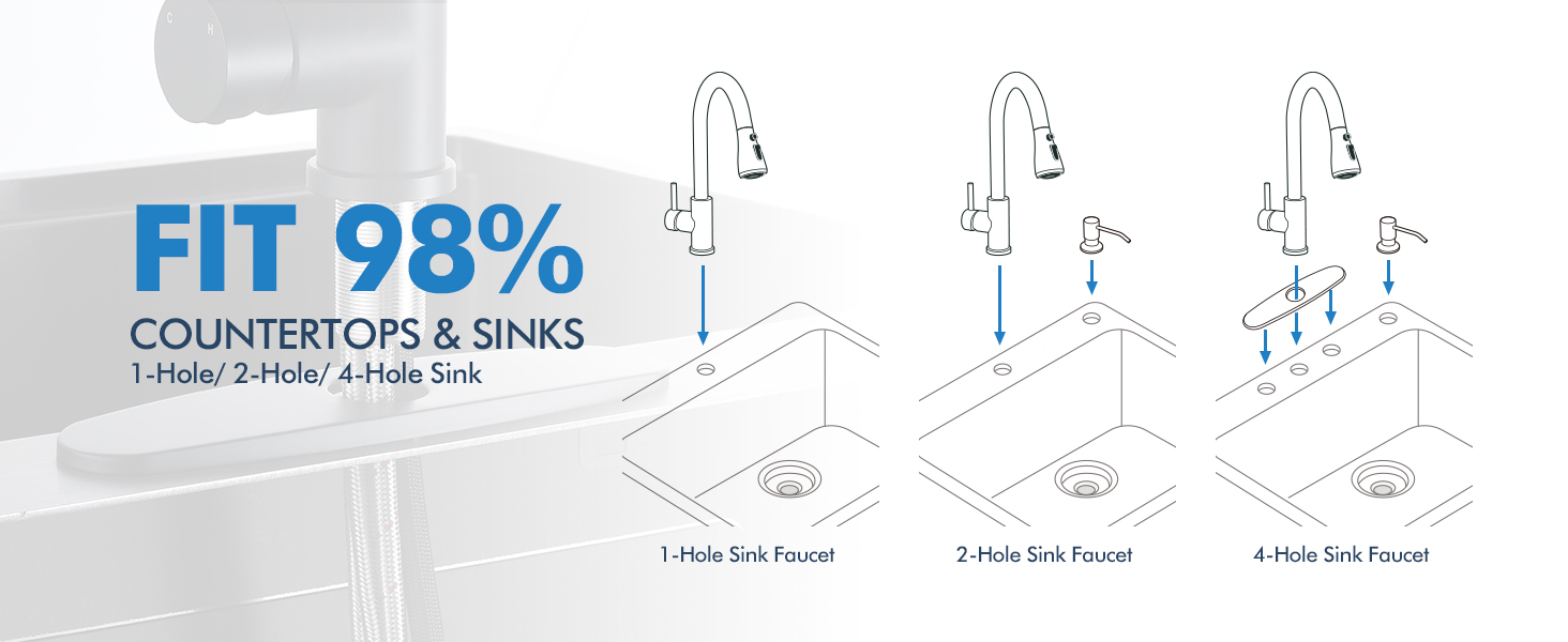 VFAUOSIT Kitchen Faucet with Soap Dispenser, 3Mode Black Kitchen Sink